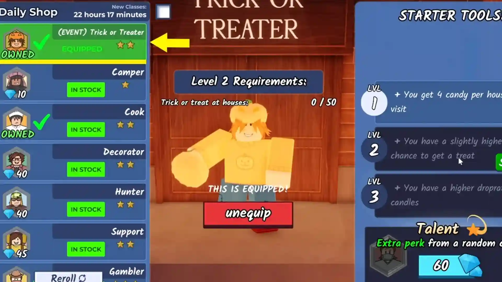 trick or treater class