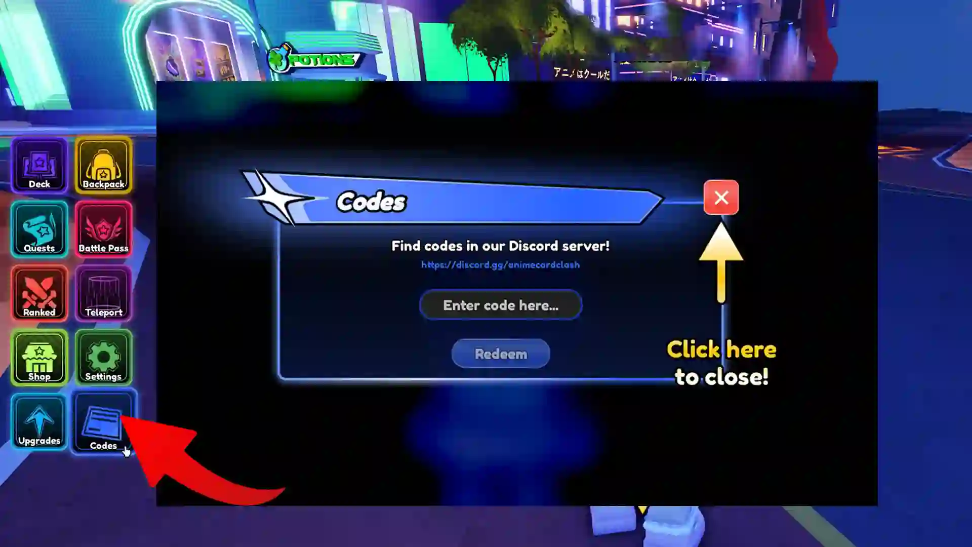 how to redeem anime card clash codes