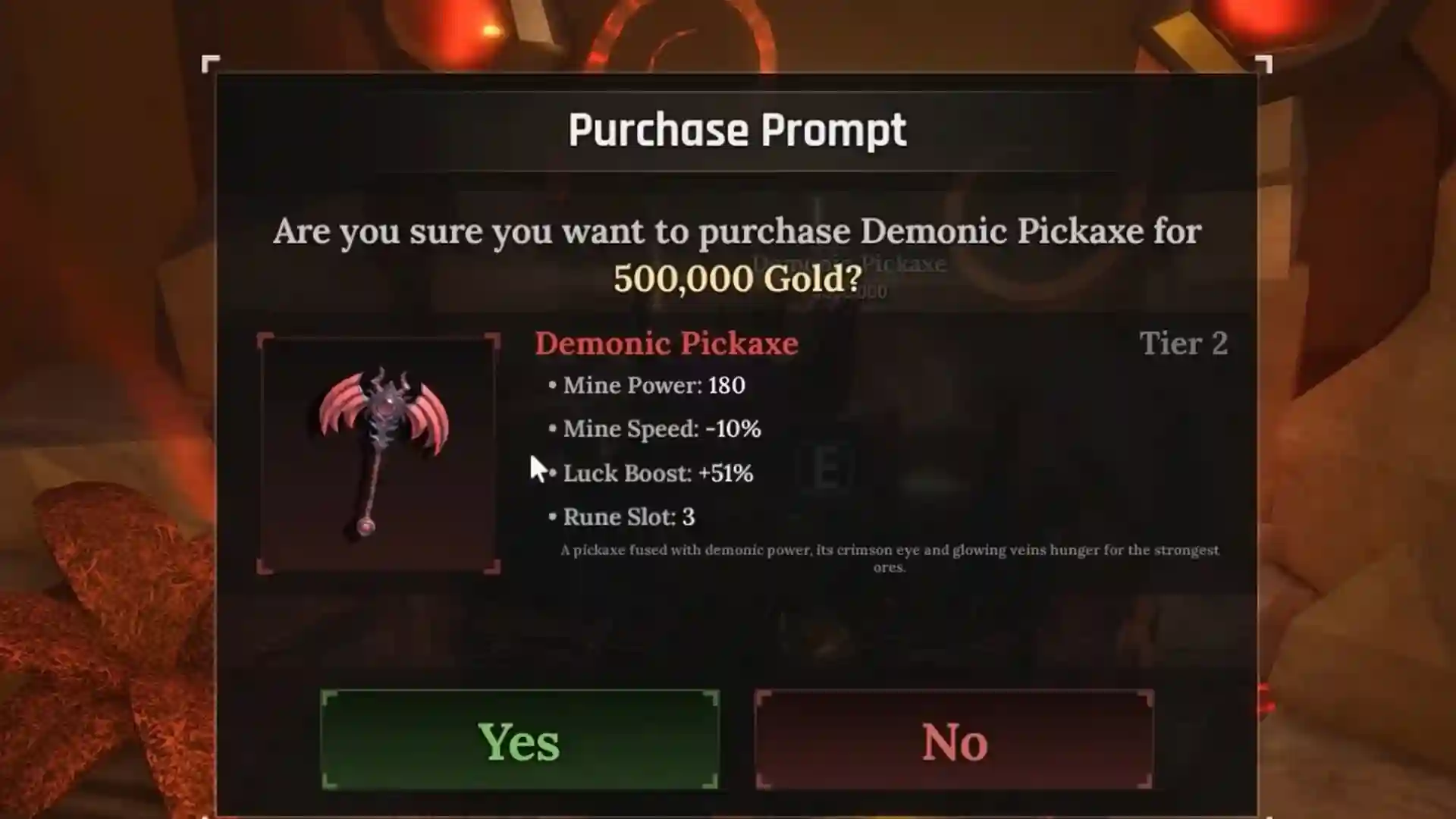 demonic pickaxe the forge