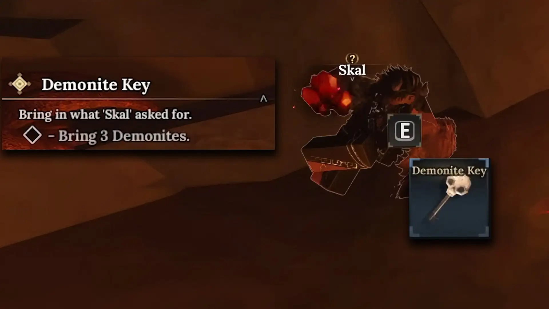demonite key skal quest