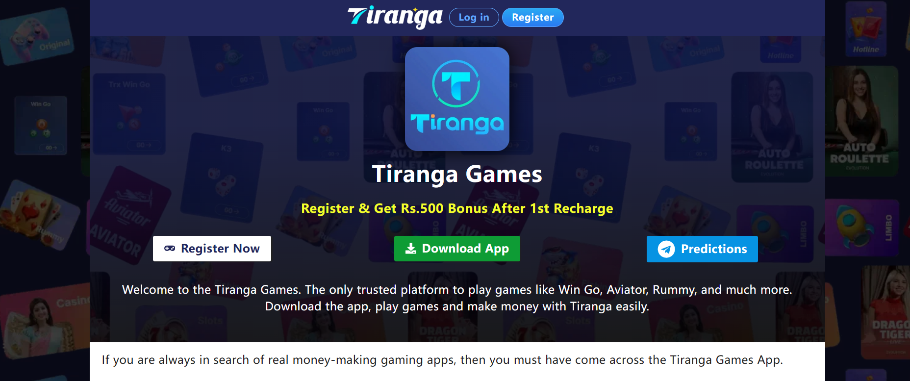 Tiranga Game Login